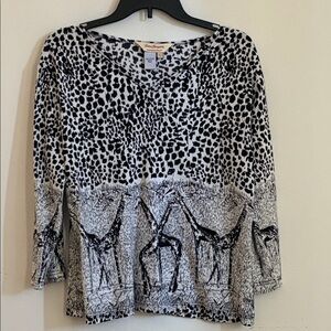 Norm Thompson Black and White Patterned Top